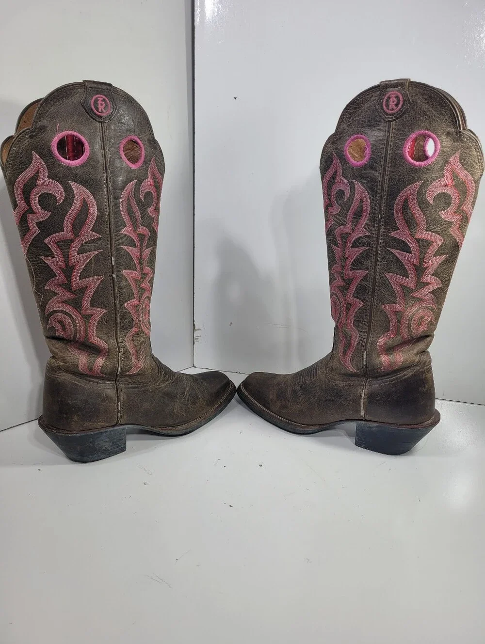 Tony Lama Women’s Tall Buckaroo Cowboy Boots Size 8.5 B Brown Pink RR2008L 16